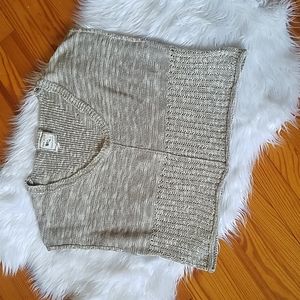 Pink Rose Tan and Ivory Short Capped Sleeve Sweater Size Large